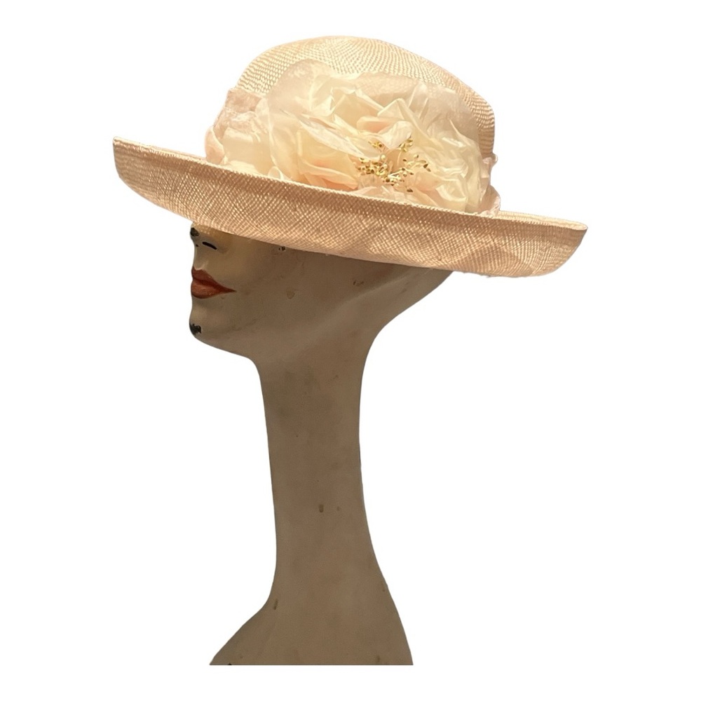 Cappelli Straw Hat Cream color with a hint of pink.